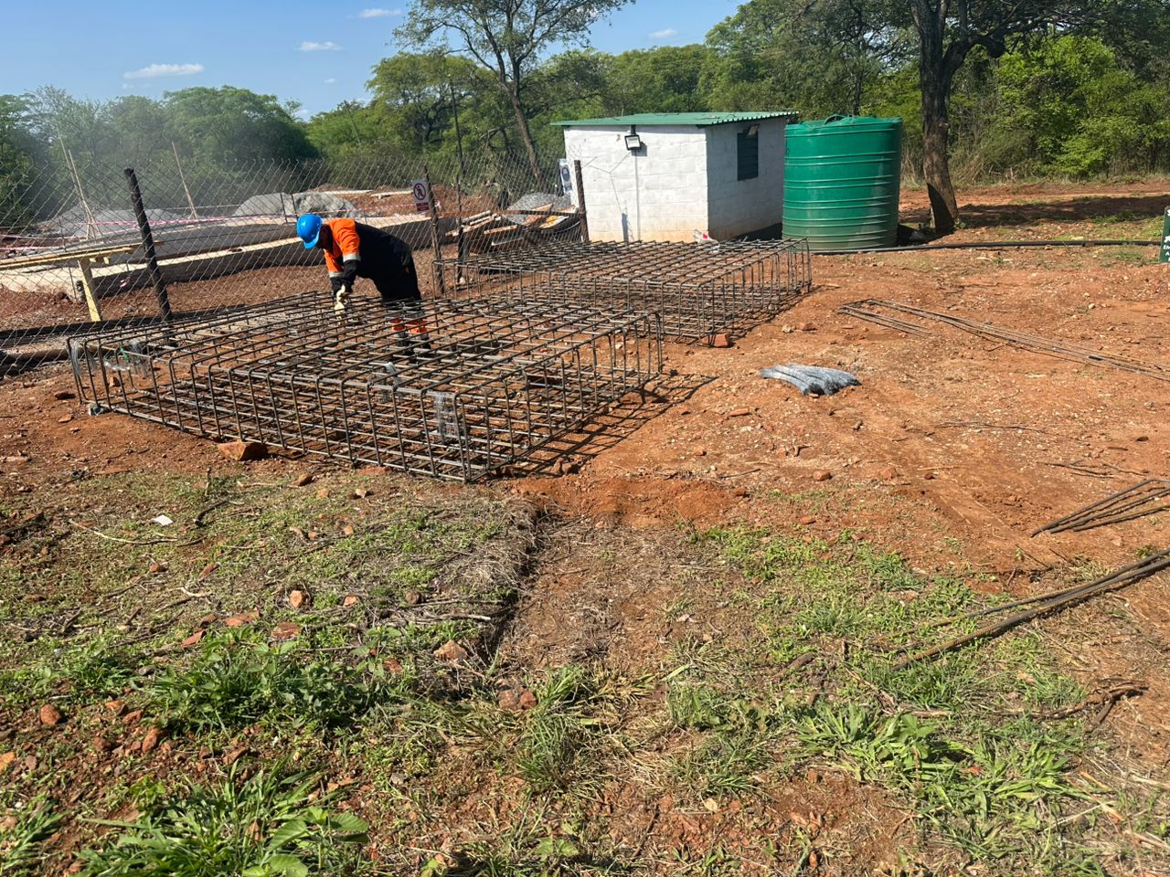 Rebar mat fabrication for fan foundation slab 
